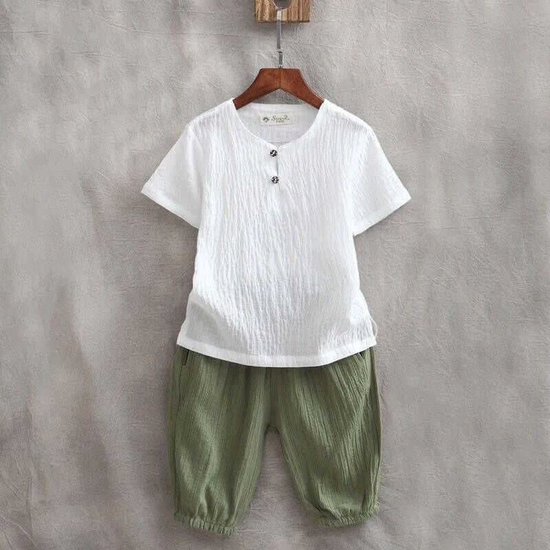 Casual Kids Baby Boys Cotton&linen Outfits Summer Solid 2Pcs Short Sleeve O-Neck T-Shirt Tops+Long Pants Boy Clothes Sets 6M-3Y
Casual Kids Baby Boys Cotton&linen Outfits Summer Solid 2Pcs Short Sleeve O-Neck T-Shirt Tops+Long Pants Boy Clothes Sets 6M-3Y