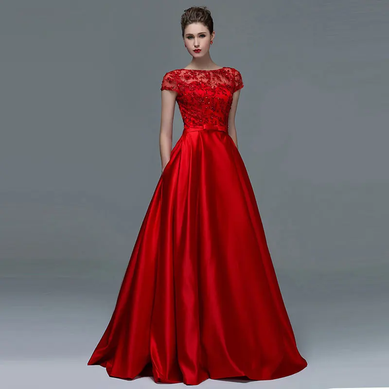 Tanpell Red Evening Dress Short Sleeves Appliques Sequins Lace-up Floor Length Long A Line Evening Dress
Tanpell Red Evening Dress Short Sleeves Appliques Sequins Lace-up Floor Length Long A Line Evening Dress