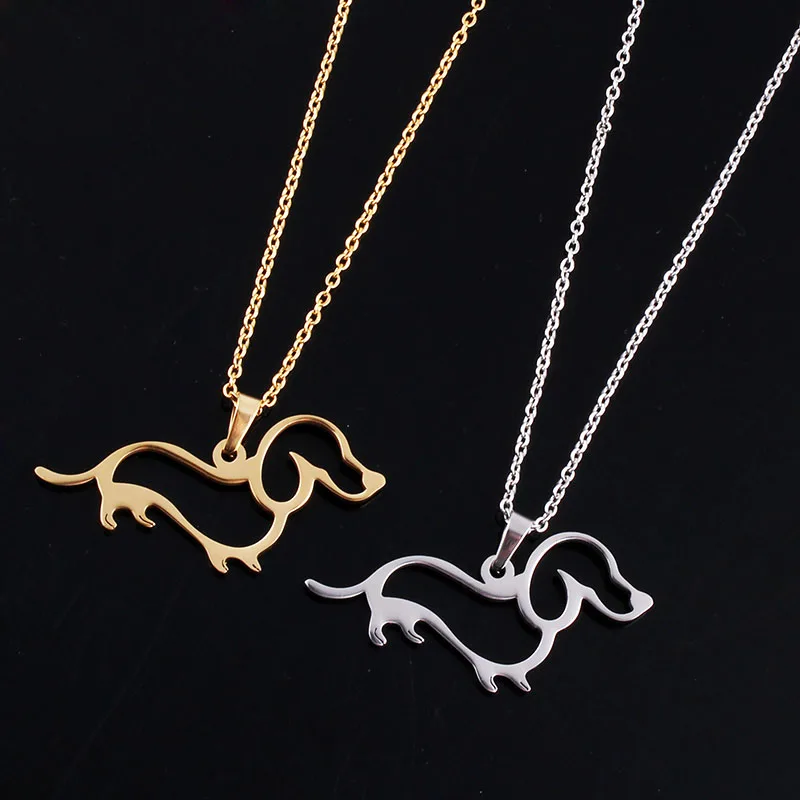AMORUI Women Gold Silver Dachshund Chain Pendant & Necklace Dog Puppy Pet Necklaces Fashion Trendy Women Animal Pendant Collier 13
