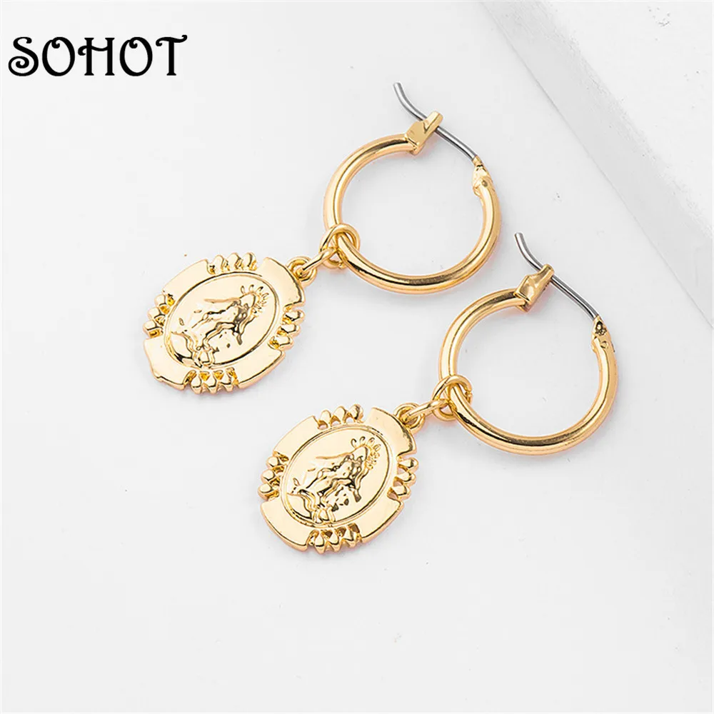 SOHOT New Hot Unique Oval Statue Pendant Women Drop Earrings Bohomia Style Exquisited Gold Color Alloy Dangle Jewelry Bijoux
SOHOT New Hot Unique Oval Statue Pendant Women Drop Earrings Bohomia Style Exquisited Gold Color Alloy Dangle Jewelry Bijoux