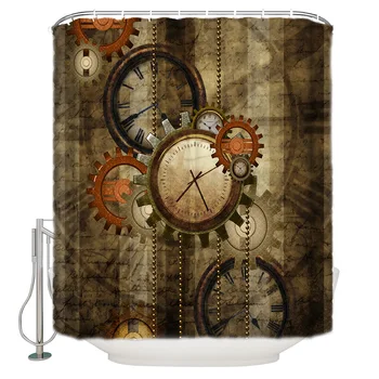 Retro Steampunk Clocks and Gears Shower Curtain Waterproof and Mildewproof Polyester Fabric Bath Curtain Design
Retro Steampunk Clocks and Gears Shower Curtain Waterproof and Mildewproof Polyester Fabric Bath Curtain Design