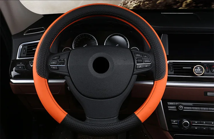 PU Leather Universal Car Steering-wheel Cover 38CM Car-styling Sport Auto Steering Wheel Covers Anti-Slip Automotive Accessories
