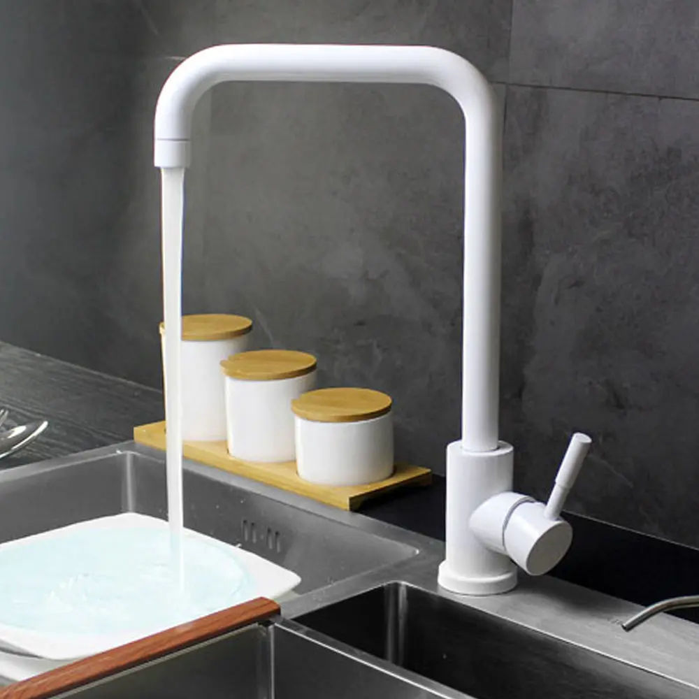 SUS 304 stainless steel Kitchen Faucets white paint Spool Mixer Water Faucet tap Hot And Cold Double Control Faucets
SUS 304 stainless steel Kitchen Faucets white paint Spool Mixer Water Faucet tap Hot And Cold Double Control Faucets