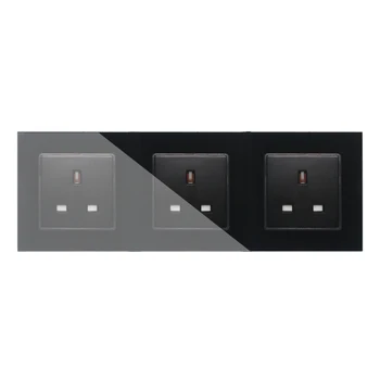 UK Standard Socket, 3 Gang White Crystal Toughened Glass Outlet Panel, Triple Wall Power Sockets Without Plug,GB-C7C3UK-12
UK Standard Socket, 3 Gang White Crystal Toughened Glass Outlet Panel, Triple Wall Power Sockets Without Plug,GB-C7C3UK-12