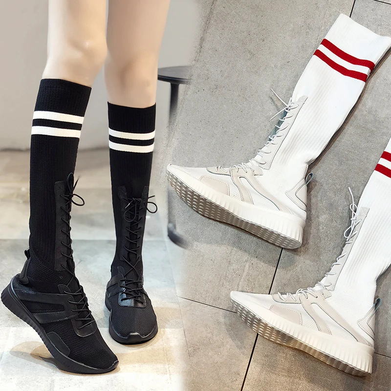 2019 Socks boots autumn new women's mesh high boots Korean version of the casual boots high tube flat white Martin
2019 Socks boots autumn new women's mesh high boots Korean version of the casual boots high tube flat white Martin