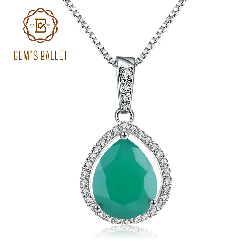 GEM'S BALLET Water Drop Shape Natural Green Agate 925 Sterling Silver Gemstone Pendant Necklace for Women Wedding Fine Jewelry
GEM'S BALLET Water Drop Shape Natural Green Agate 925 Sterling Silver Gemstone Pendant Necklace for Women Wedding Fine Jewelry