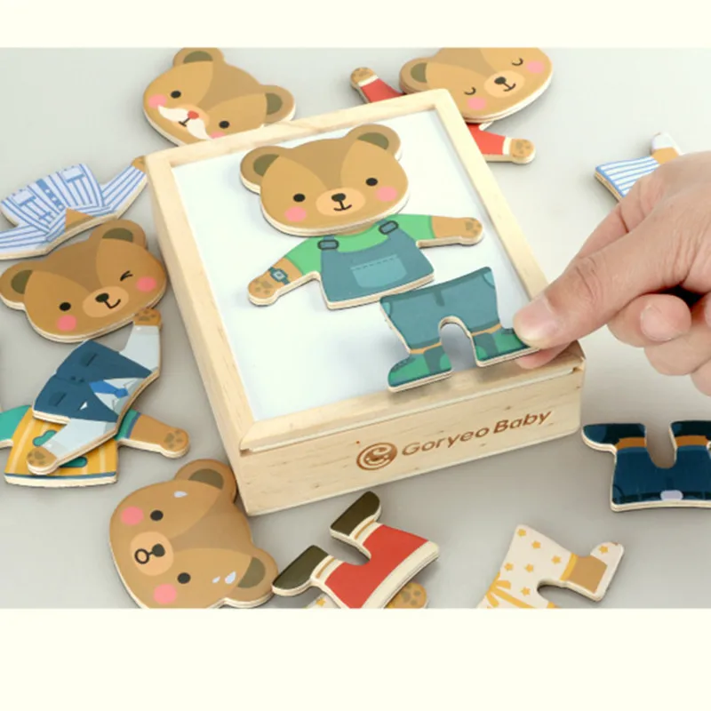 Diy Magnetic Cartoon Teddy Bear Change Clothes Children Wooden Toy 3D Puzzles Kids Educational Jigsaw Puzzle toys for children
Diy Magnetic Cartoon Teddy Bear Change Clothes Children Wooden Toy 3D Puzzles Kids Educational Jigsaw Puzzle toys for children