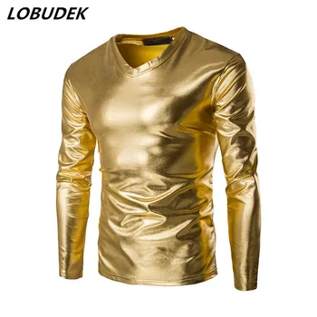 male slim casual gold silver T shirt fashion hot us high quality long sleeve dress singer dancer star bar nightclub student
male slim casual gold silver T shirt fashion hot us high quality long sleeve dress singer dancer star bar nightclub student