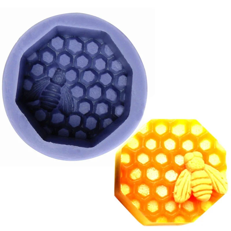 DIY Silicone Bee Honeycomb Fondant Mold Soap Cake Chocolate Pastry Baking Mould Random