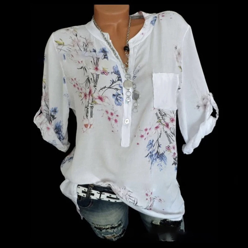 Casual Sexy V Neck Women Blouse Floral Flower Print Long Sleeve Shirts Female Tops Blouse 2019 Women Summer Autumn 5XL Plus Size
Casual Sexy V Neck Women Blouse Floral Flower Print Long Sleeve Shirts Female Tops Blouse 2019 Women Summer Autumn 5XL Plus Size