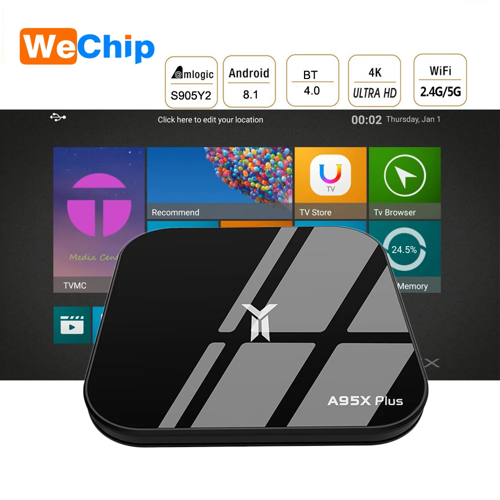 Wechip A95X Plus Android 8.1 Smart TV Box 4G+32G LPDDR4 Amlogic S905Y2 2.4G+5G Wifi BT 4.2 Media Player 4k HD Set Top Box PK X96
Wechip A95X Plus Android 8.1 Smart TV Box 4G+32G LPDDR4 Amlogic S905Y2 2.4G+5G Wifi BT 4.2 Media Player 4k HD Set Top Box PK X96