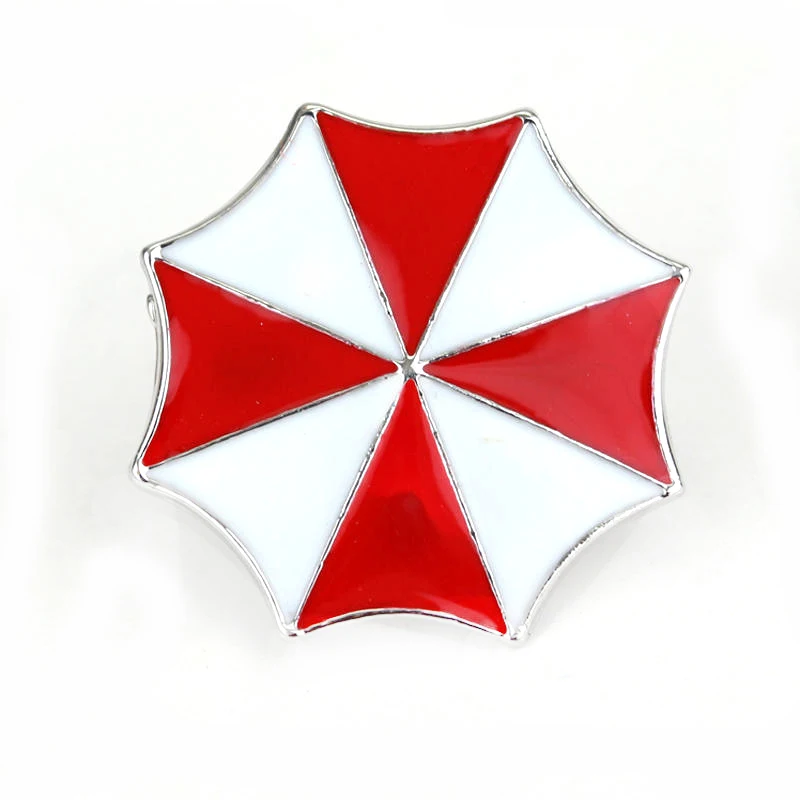 

Hot Movie Resident Evil Badge Umbrella Corporation Red Umbrella Brooch Pin Enamel Alloy Brooches For Women Cosplay Brooch Pins