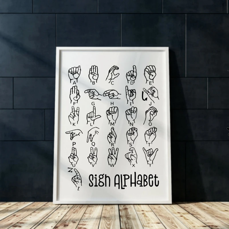 Sign Language Alphabet Print Wall Art Picture Kids Room Decor Alphabet Sign Education Poster Nursery Art Canvas Painting
Sign Language Alphabet Print Wall Art Picture Kids Room Decor Alphabet Sign Education Poster Nursery Art Canvas Painting