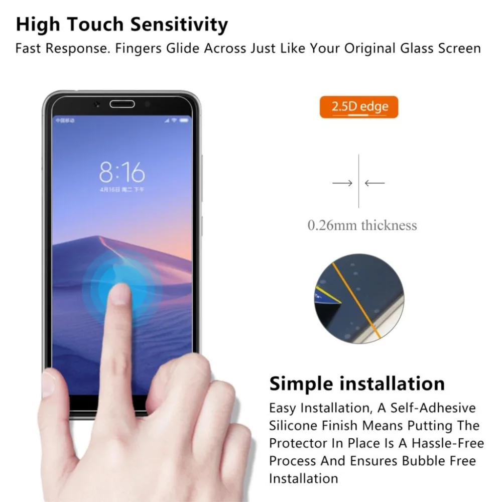 Tempered Glass For Xiaomi Redmi 6A Screen Protector For Xiao Mi Redmi 6A Front Clear Glass Protective Film Phone Accessory Glass (4)