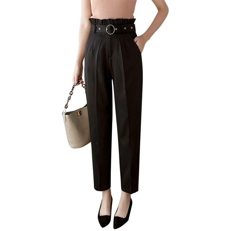 Black korean pants woman ruffled high waist pencil pants sashes pockets office fashion women bottoms casual straight trousers
Black korean pants woman ruffled high waist pencil pants sashes pockets office fashion women bottoms casual straight trousers