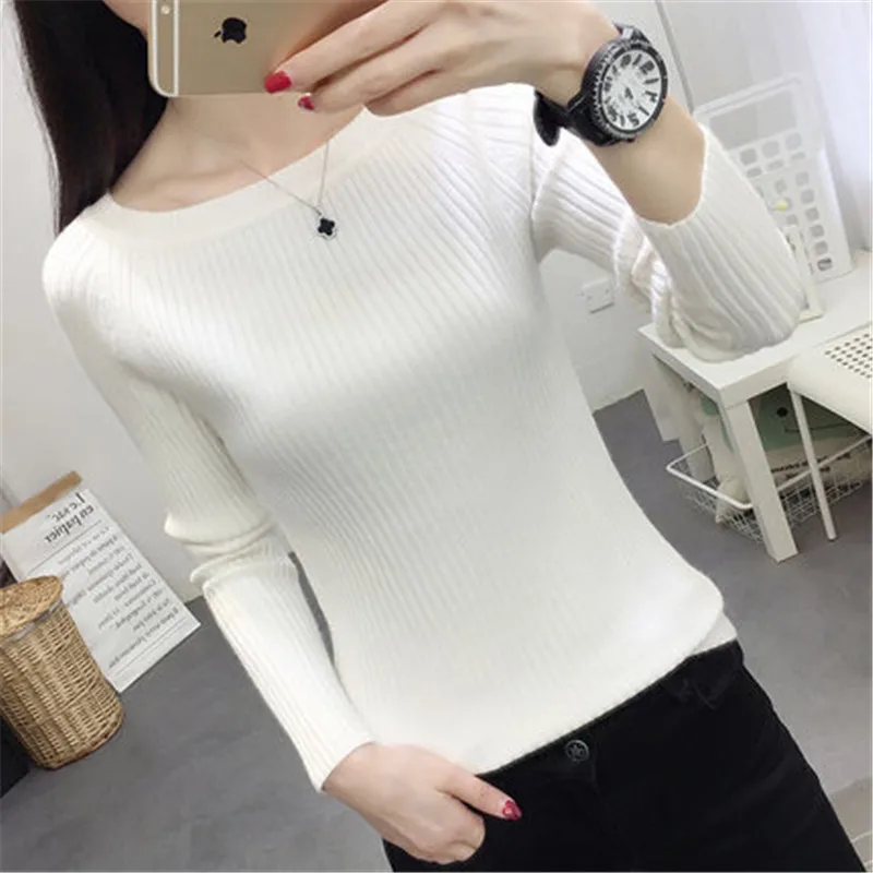 Фото Korean Fashion Bottoming sweater female O collar spring autumn new 2019 tight short paragraph pullover top shirt | Женская одежда