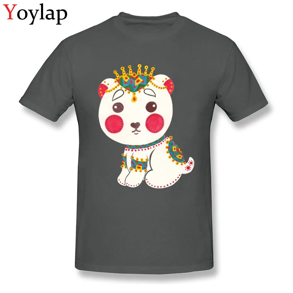 Male Tops Shirts Prevailing Printed On T-shirts 100% Cotton O-Neck Short Sleeve Personalized The Ethnic Polar Bear Clothing Shirt carbon