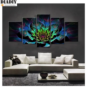5PCS Full Diamond Embroidery Flower Diy Diamond Paintings Full Mosaic wall art Modular pictures canvas pictures for living roo