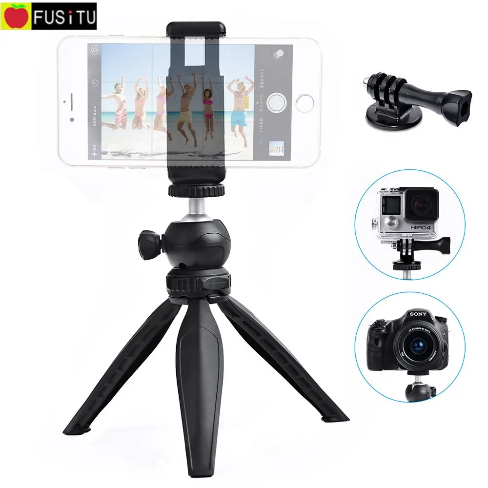 Fusitu Mini Tripod Mount with Phone Holder Clip for Cellphone Digital Camera Canon Nikon GoPro Camera
Fusitu Mini Tripod Mount with Phone Holder Clip for Cellphone Digital Camera Canon Nikon GoPro Camera