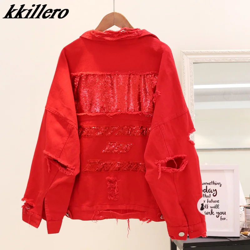 2019 Women's Harajuku embroidery letter patch bomber jacket women Red Ripped Denim Coat Female
2019 Women's Harajuku embroidery letter patch bomber jacket women Red Ripped Denim Coat Female