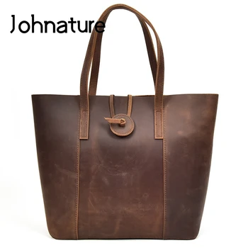 Johnature 2020 New Women Genuine Leather Cowhide Casual Tote Vintage Solid Large Capacity Crazy Horse Leather Leisure Handbags
Johnature 2020 New Women Genuine Leather Cowhide Casual Tote Vintage Solid Large Capacity Crazy Horse Leather Leisure Handbags