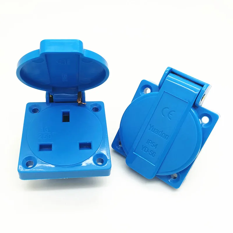 British industry safety outlet 13A 250V IP44 TUV BS certification black UK waterproof power connector socket
British industry safety outlet 13A 250V IP44 TUV BS certification black UK waterproof power connector socket