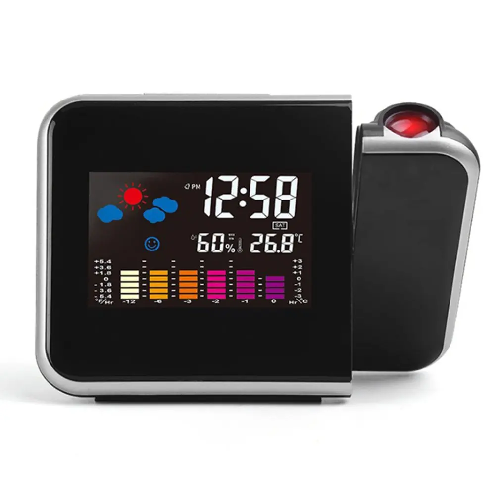 Portable Projection Digital Weather LCD Snooze Alarm Clock Color Display with LED Backlight Temperature Humidity Tester
Portable Projection Digital Weather LCD Snooze Alarm Clock Color Display with LED Backlight Temperature Humidity Tester