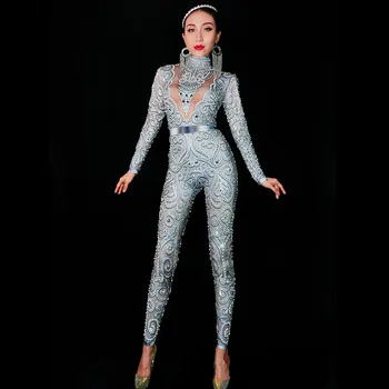 Sparkly Crystals Jumpsuit Sexy Stretch Bodysuit Women's Stage Performance Birthday Celebrate Luxurious Costume Dance Rompers DJ
Sparkly Crystals Jumpsuit Sexy Stretch Bodysuit Women's Stage Performance Birthday Celebrate Luxurious Costume Dance Rompers DJ