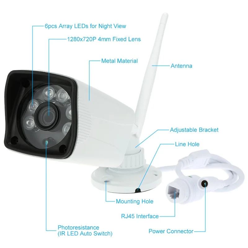 Wi-Fi Алюминий металла Водонепроницаемый Открытый 1080 P 2.0mp Беспроводной