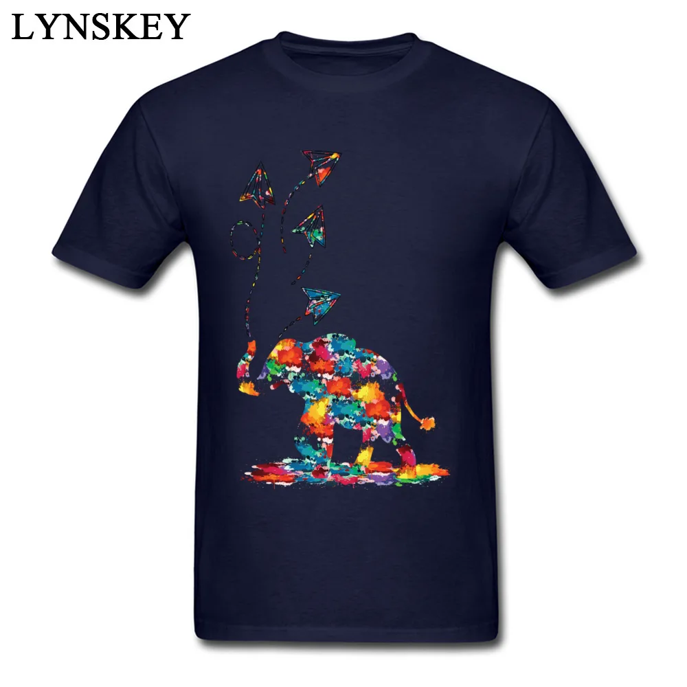 Rife 3D Printed T-Shirt Summer/Autumn Pure Cotton Crewneck Tops Shirt Short Sleeve Normal Paper planes Elephant Tee Shirts Paper planes Elephant navy