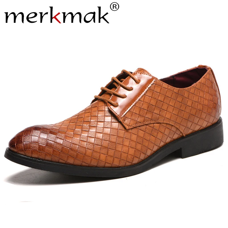 Merkmak Woven Pattern Leather Men's Shoes Lace Up Pointed Toe Casual Dress Shoes Men Buiness Big Size38 48 Shoes Drop Shipping
Merkmak Woven Pattern Leather Men's Shoes Lace Up Pointed Toe Casual Dress Shoes Men Buiness Big Size38 48 Shoes Drop Shipping