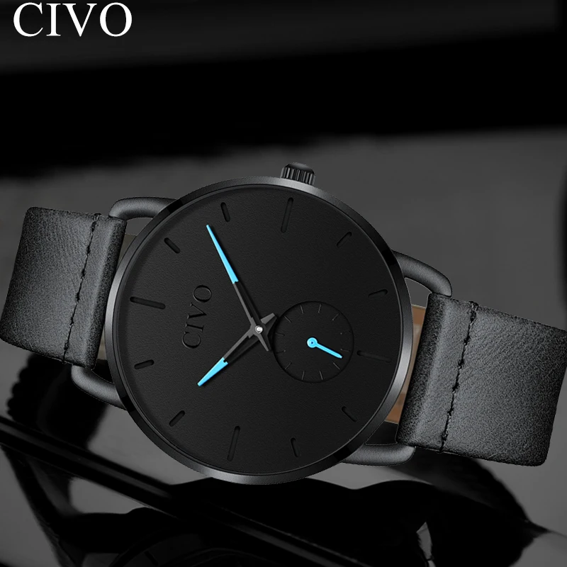 CIVO Black Top Brand Sport Casual Mens Watch Business Watches Waterproof Leather Quartz Wristswatch New Fashion Reloj Hombr
CIVO Black Top Brand Sport Casual Mens Watch Business Watches Waterproof Leather Quartz Wristswatch New Fashion Reloj Hombr