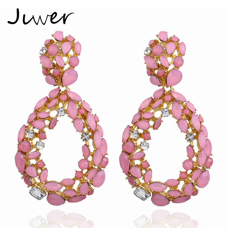 JLWER Exaggerated Colourful Crystal Oval Water Drop Stud Earrings Pink Black Hollow Rhinestone Earrings for Women Birthday Gifts
JLWER Exaggerated Colourful Crystal Oval Water Drop Stud Earrings Pink Black Hollow Rhinestone Earrings for Women Birthday Gifts