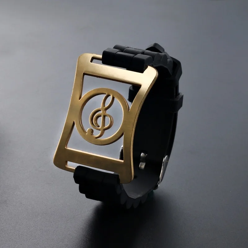 2019 Fashion Jewelry Vintage Stainless Steel Musical Symbol Bracelet Men Charm Wide Silicone Wristband Bracelets & Bangles Men
2019 Fashion Jewelry Vintage Stainless Steel Musical Symbol Bracelet Men Charm Wide Silicone Wristband Bracelets & Bangles Men