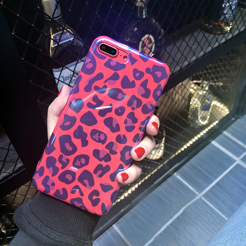 Blu-Ray Sexy Leopard Print Phone Case For iPhone 6 6S 7 8 Plus X Cool Laser Soft IMD Phone Back Cover Cases