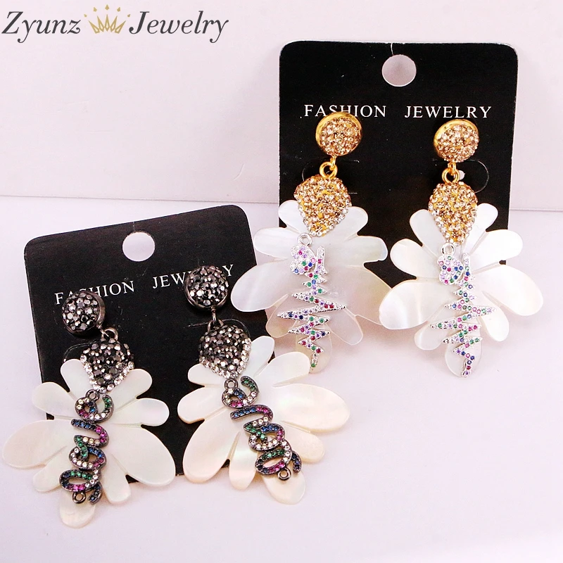 3Pairs, Fashion Rainbow CZ Micro Pave Charm Leaf shaped Rhinestone Crystal Paved Natural Shell Dangle Earrings
3Pairs, Fashion Rainbow CZ Micro Pave Charm Leaf shaped Rhinestone Crystal Paved Natural Shell Dangle Earrings