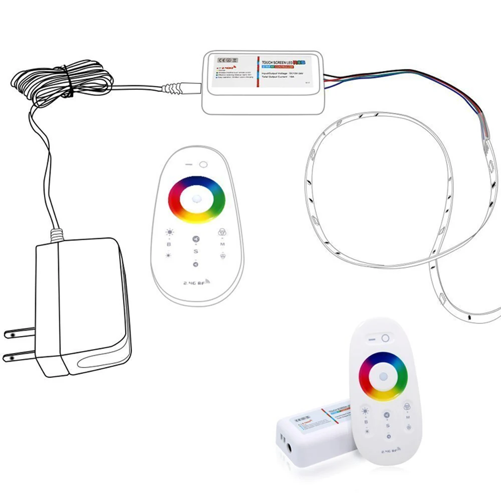 2.4G RGB Controller 640000 Colours DC12-24V 18A LED Touch Screen RF Remote Control For LED Strip Light
2.4G RGB Controller 640000 Colours DC12-24V 18A LED Touch Screen RF Remote Control For LED Strip Light
