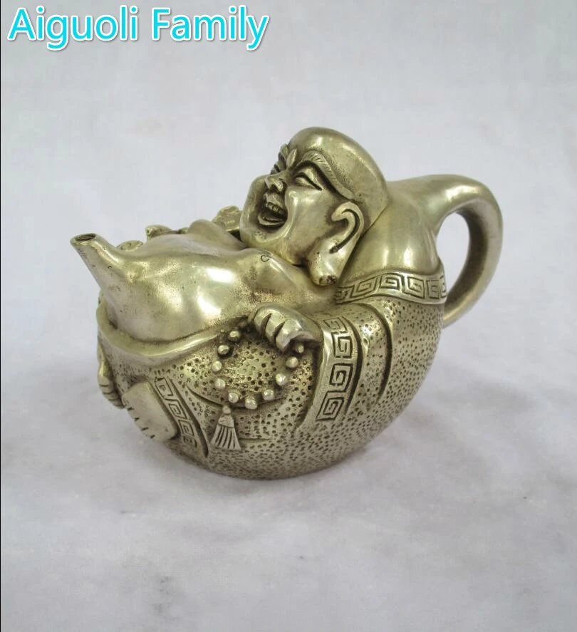 Art collection old chinese handmade tibet silver maitreya buddha tea pot/metal teapot craft for home decoration
Art collection old chinese handmade tibet silver maitreya buddha tea pot/metal teapot craft for home decoration