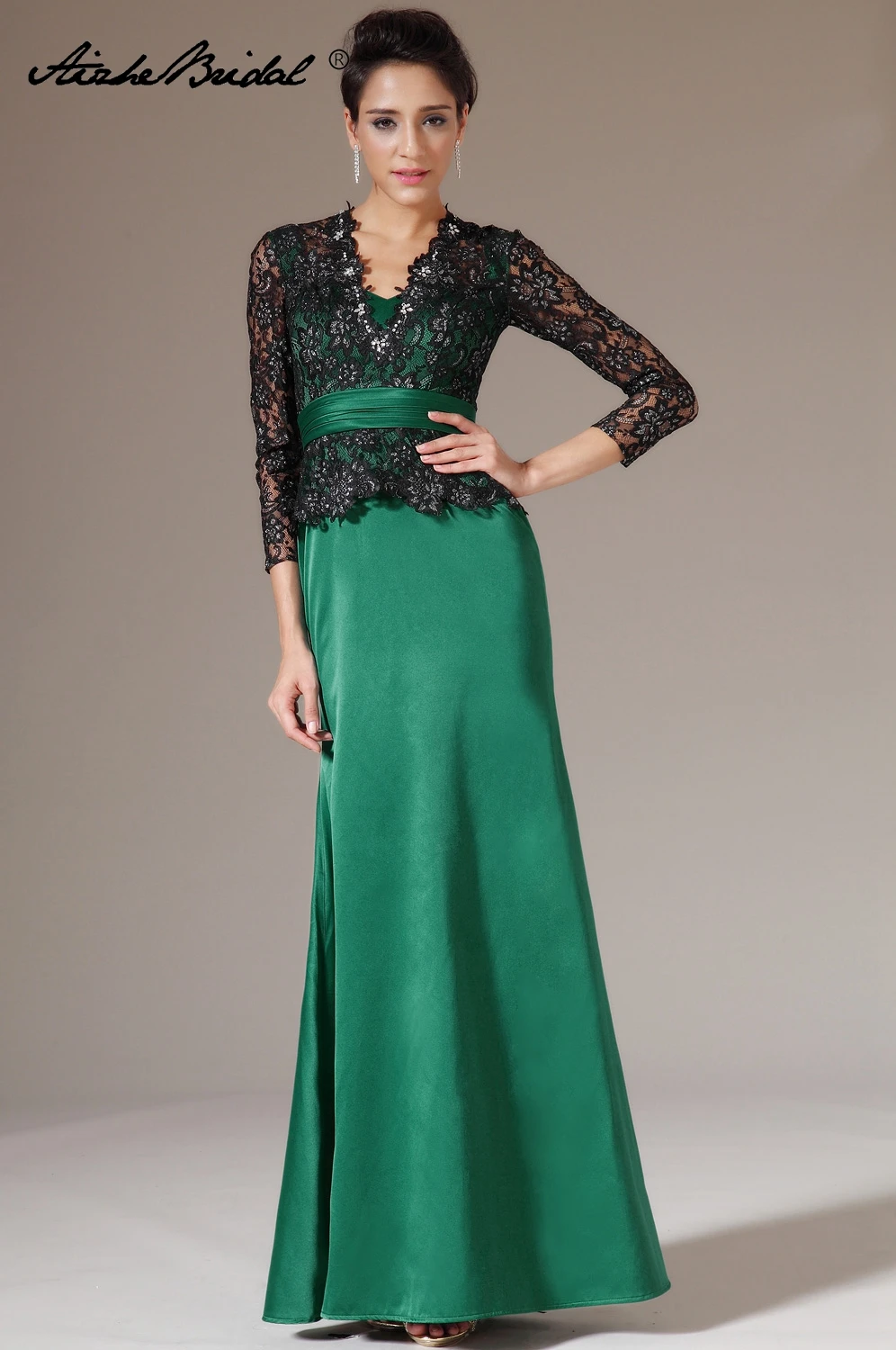 Real Photos 2018 new plus size V Neck Black Lace Green Satin formal Mother of the Bride Dresses
Real Photos 2018 new plus size V Neck Black Lace Green Satin formal Mother of the Bride Dresses