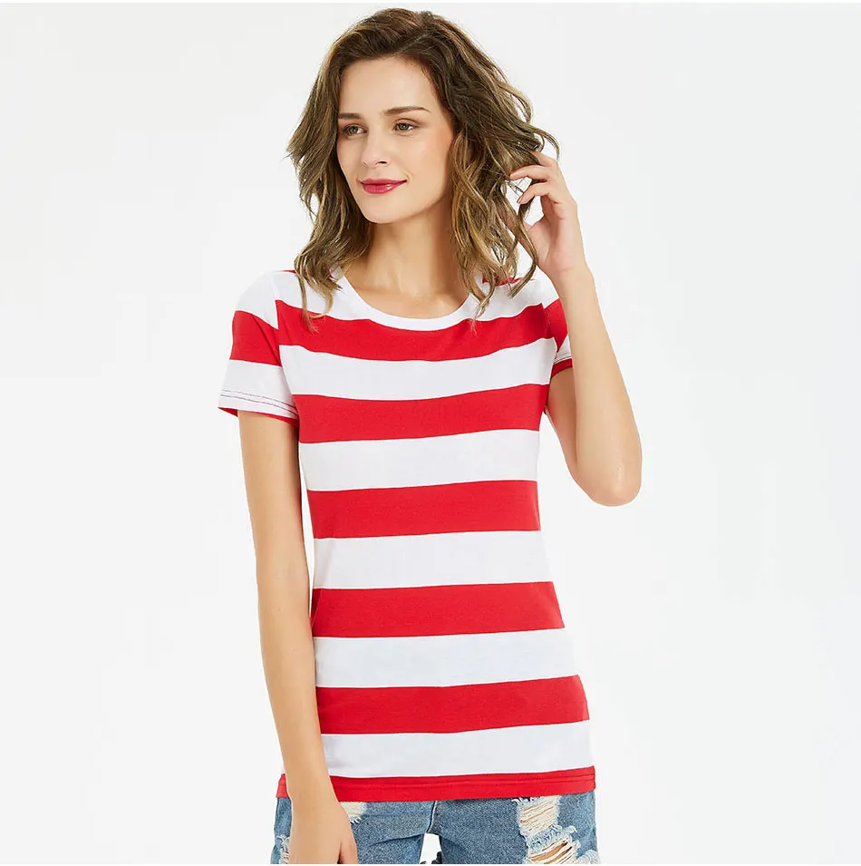 Red and White Stripe T Shirts for Women Tees for Women Striped Colorful Round Neck Short Sleeve Casual Leisure
Red and White Stripe T Shirts for Women Tees for Women Striped Colorful Round Neck Short Sleeve Casual Leisure