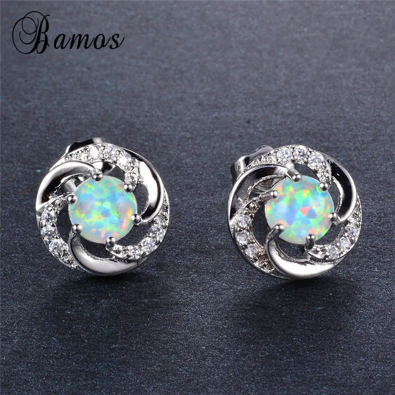 Bamos Unique Round Ocean Blue/White Fire Opal Spiral Shape Stud Earrings For Women 925 Sterling Silver Filled CZ Wedding Jewelry
Bamos Unique Round Ocean Blue/White Fire Opal Spiral Shape Stud Earrings For Women 925 Sterling Silver Filled CZ Wedding Jewelry