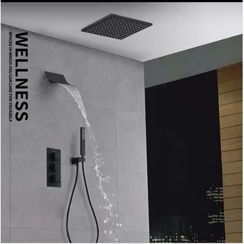 Ceiling Mounted Oil Rubbed Bronze Rainfall Shower Head Faucets Thermostatic Valve Hand Shower Sprayer Square Top Shower Sprayer
Ceiling Mounted Oil Rubbed Bronze Rainfall Shower Head Faucets Thermostatic Valve Hand Shower Sprayer Square Top Shower Sprayer