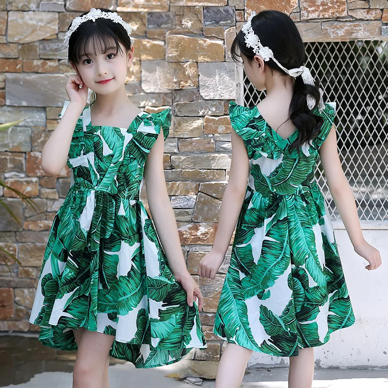 2018 New Style Girls Summer Green Banana Leaf Print Irregular Pleated Design Cotton Dress For School Girls Beach Holiday Dress
2018 New Style Girls Summer Green Banana Leaf Print Irregular Pleated Design Cotton Dress For School Girls Beach Holiday Dress