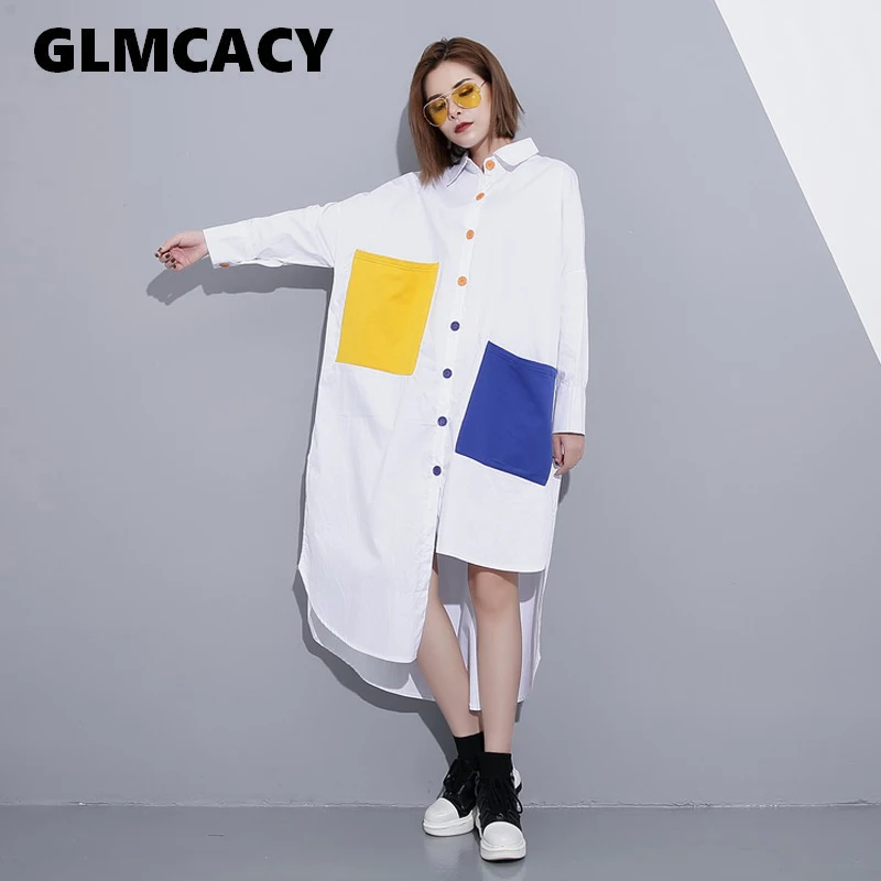 Women Autumn Sundresses Patchwork Shirt Dress Loose Button Up Raglan Sleeve Elegant Irruegular Color Block Casual Pockets Dress
Women Autumn Sundresses Patchwork Shirt Dress Loose Button Up Raglan Sleeve Elegant Irruegular Color Block Casual Pockets Dress