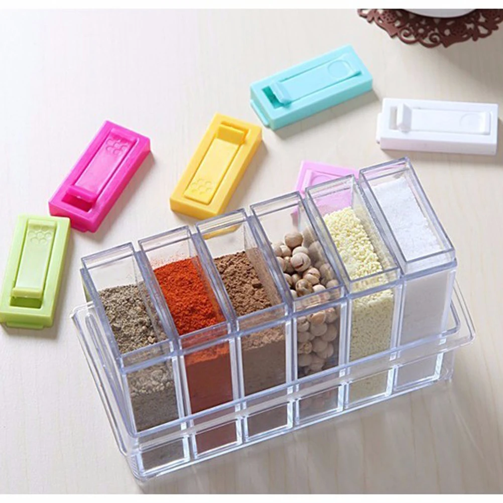 6pcs Clear Plastic Seasoning Box Hot Kitchen Supplies Condiment Bottles Kit With Salt Spice Jar Spices Storage Box
6pcs Clear Plastic Seasoning Box Hot Kitchen Supplies Condiment Bottles Kit With Salt Spice Jar Spices Storage Box