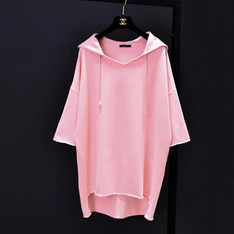 Plus Size Casual Befree Solid T-shirts Female Students Loose Long Style Hoodie Half Sleeve Front Short Backside Boyfriend Tee
Plus Size Casual Befree Solid T-shirts Female Students Loose Long Style Hoodie Half Sleeve Front Short Backside Boyfriend Tee