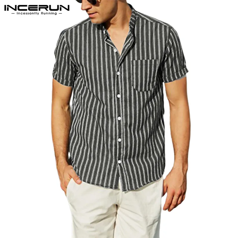 INCERUN Stand Collar Shirt Men's Short Clothing Neutral Chinese Style Cotton Vertical Striped Short-sleeved Camisa Masculina 5XL
INCERUN Stand Collar Shirt Men's Short Clothing Neutral Chinese Style Cotton Vertical Striped Short-sleeved Camisa Masculina 5XL