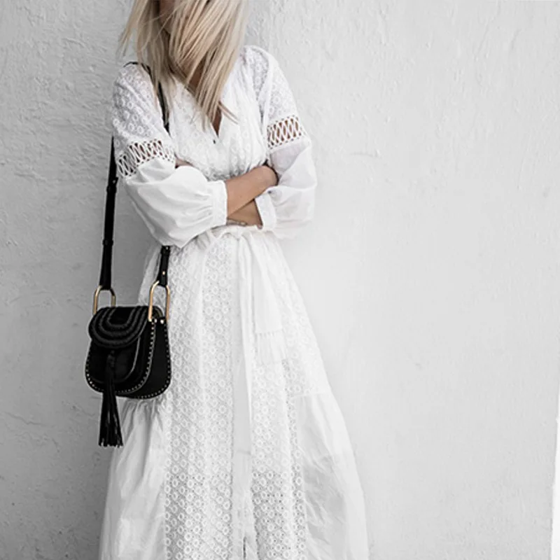 Spring and Summer 2019 European and American Fan Loose Hollow Beach Pure Cotton Sue White Dress Women's Dress
Spring and Summer 2019 European and American Fan Loose Hollow Beach Pure Cotton Sue White Dress Women's Dress