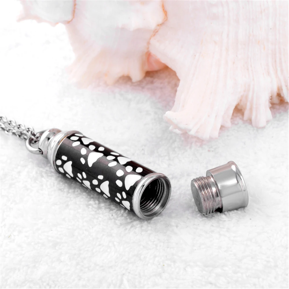 Openable Capsule Ashes Keepsake Memorial Jewelry Stainless steel Cylinder Urn Necklace Pet paw Urns Pendant
Openable Capsule Ashes Keepsake Memorial Jewelry Stainless steel Cylinder Urn Necklace Pet paw Urns Pendant