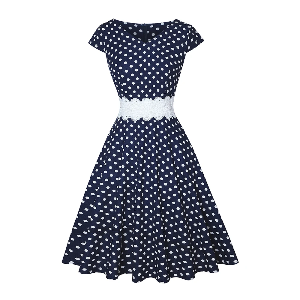 Kenancy Polka Dot Print Lace Patchwork Women Retro Dress Summer V Neck Short Sleeve High Waist A-Line Party Dress Femme Vestidos
Kenancy Polka Dot Print Lace Patchwork Women Retro Dress Summer V Neck Short Sleeve High Waist A-Line Party Dress Femme Vestidos